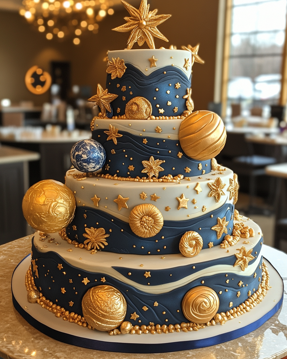 Galaxy Themed Birthday Cake at Planetary Party