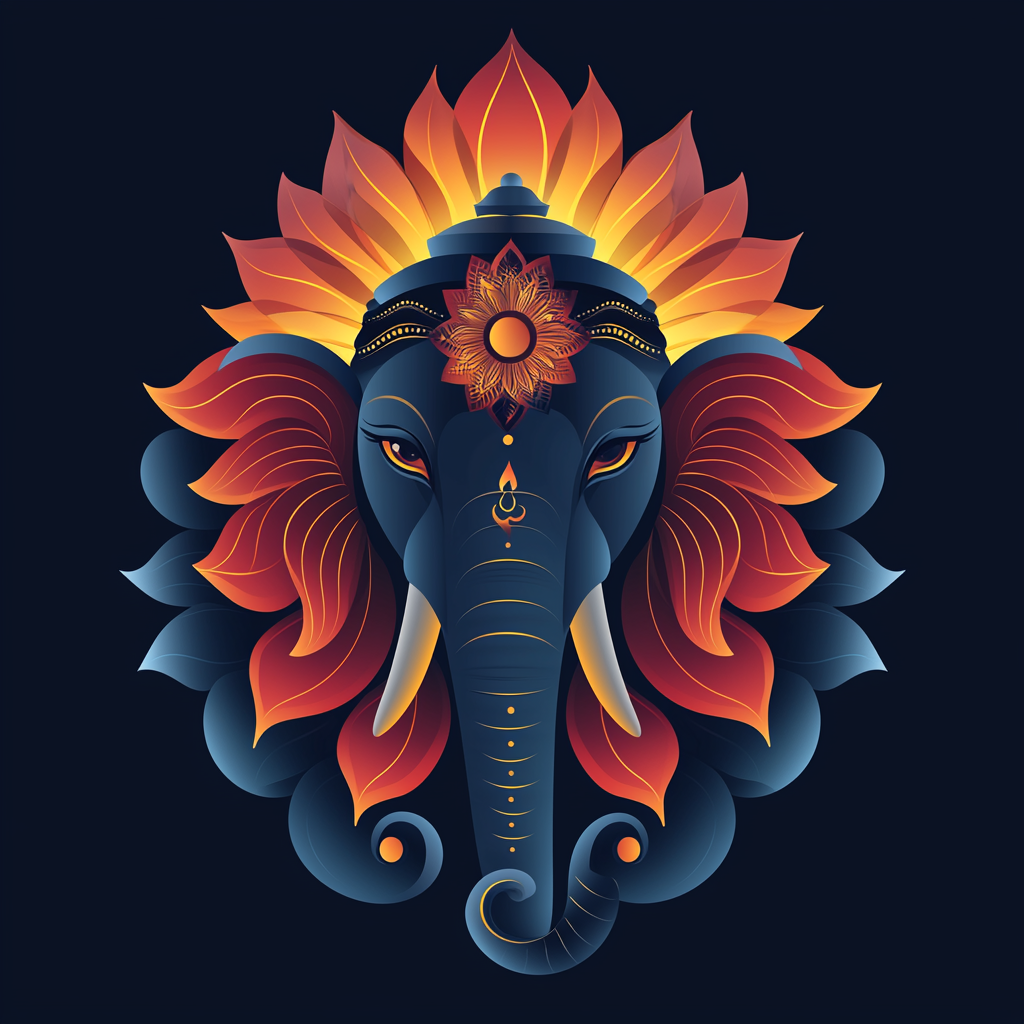 Ganesh Culture Logo with Elephant and Sun