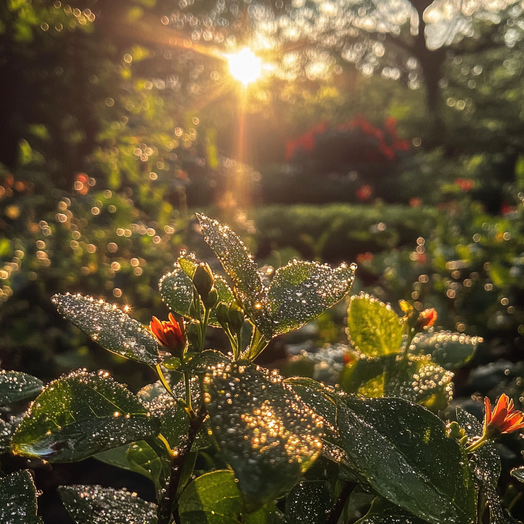 Garden Morning Sunrise Dew Flowers iPhone 15 Pro