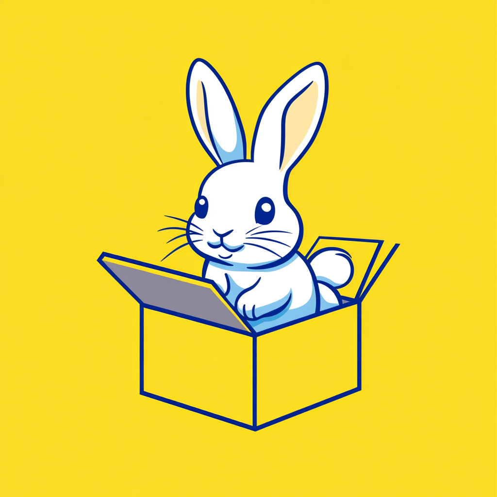 Generation Alpha style rabbit subscription box logo design.