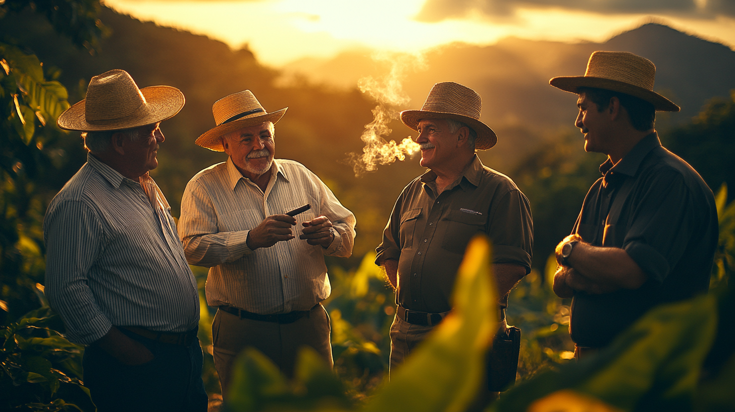 Gentlemen Enjoying Cigars on a Nicaraguan Mountain