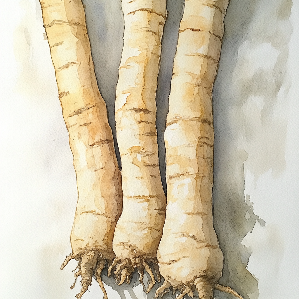 Ginseng Roots in Watercolor: Natural Beauty Displayed