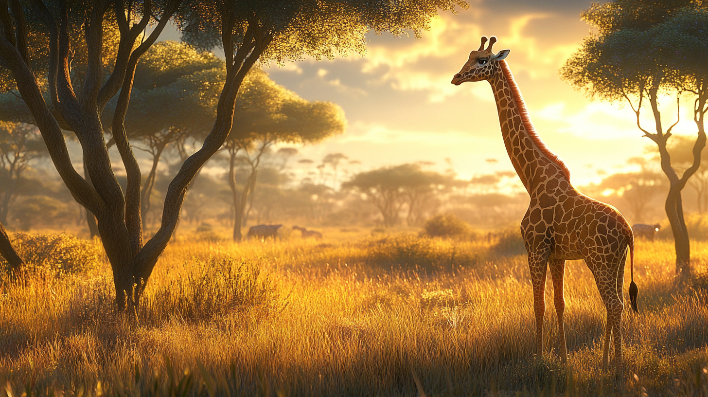 Giraffe named Zuma standing majestically in African savannah.