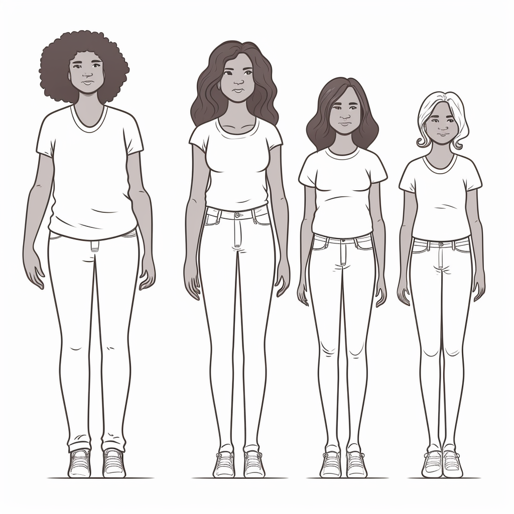 Vector Illustration of Girls of different ages and races