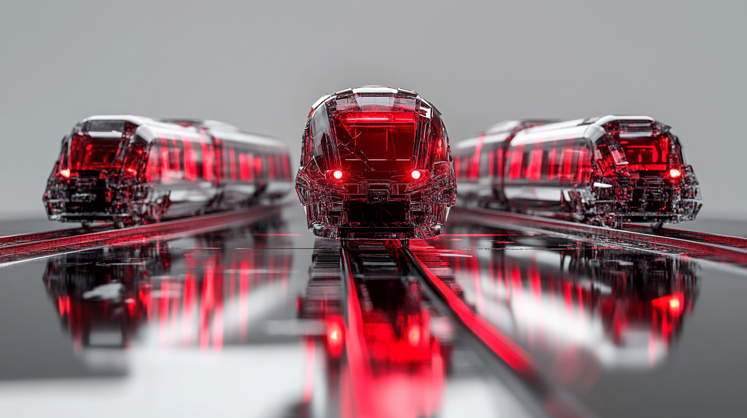 Glass Trains Surround Glowing Central Model