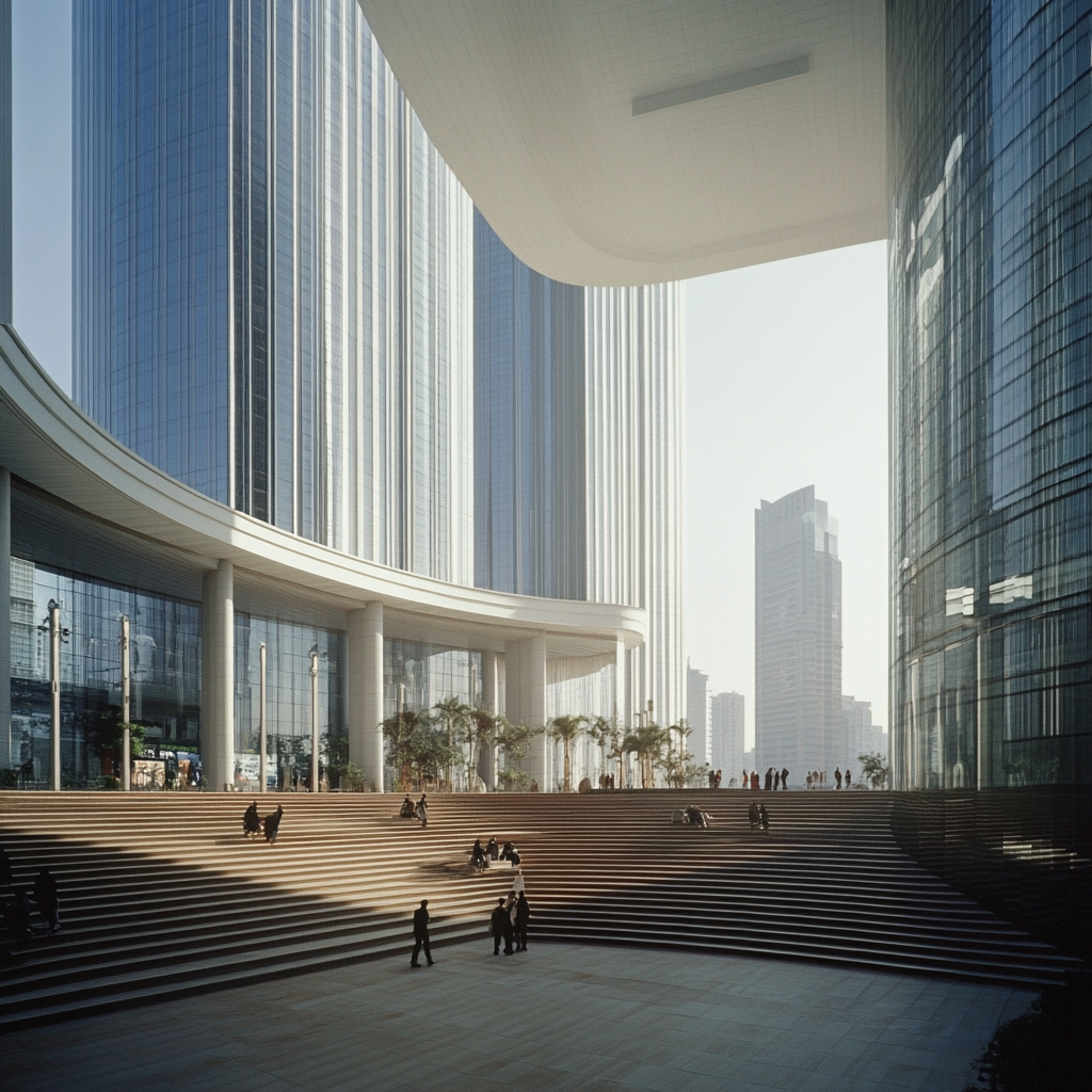 Glass and Steel Skyscraper with Circular Atrium in Mumbai