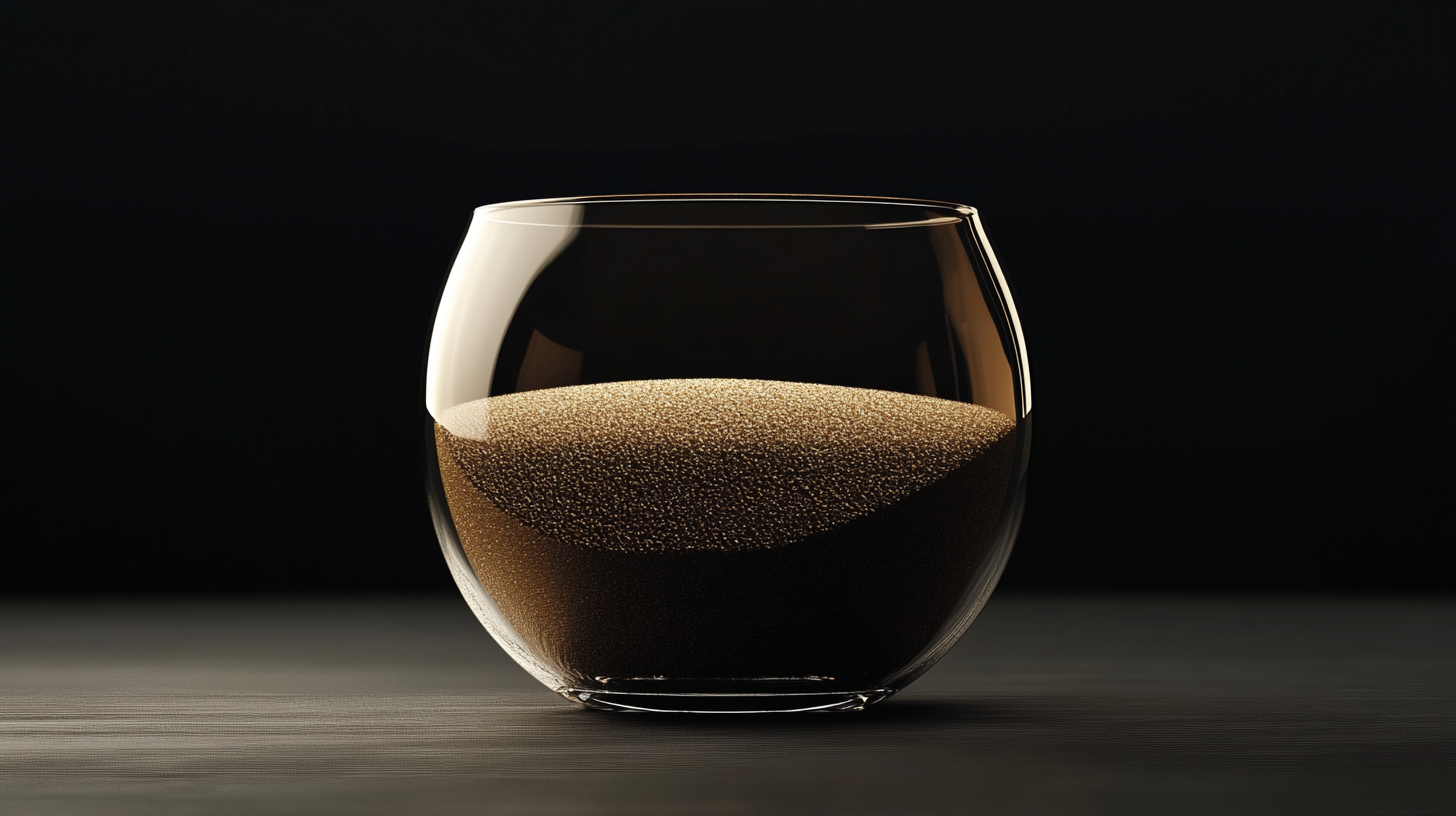 Glass object with sand gradient fill in 4k dark.