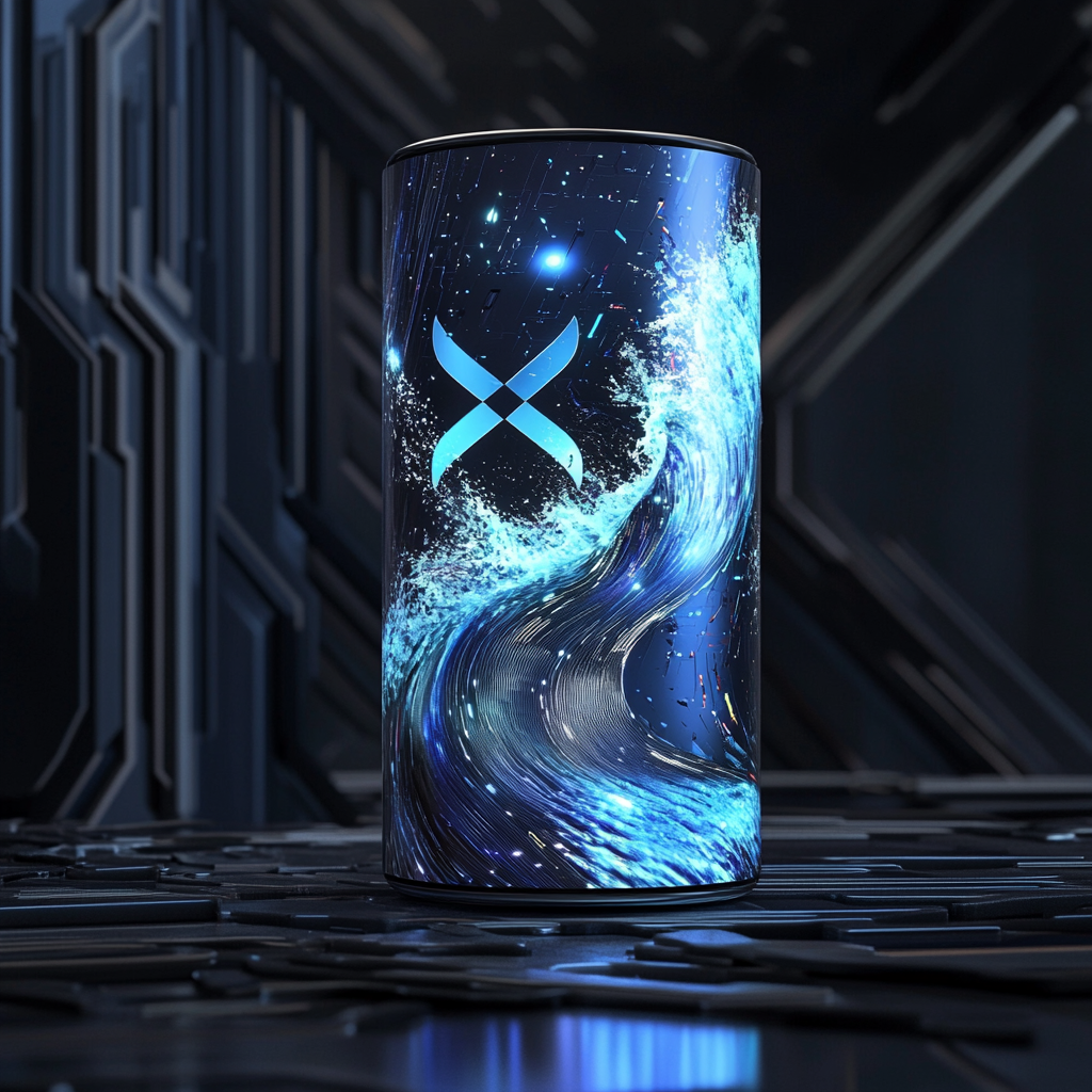 Glowing XRP candle label with futuristic vibe