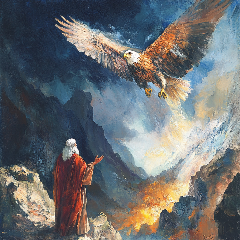 God speaks to Moses, reminds Israelites, eagle symbolizes.