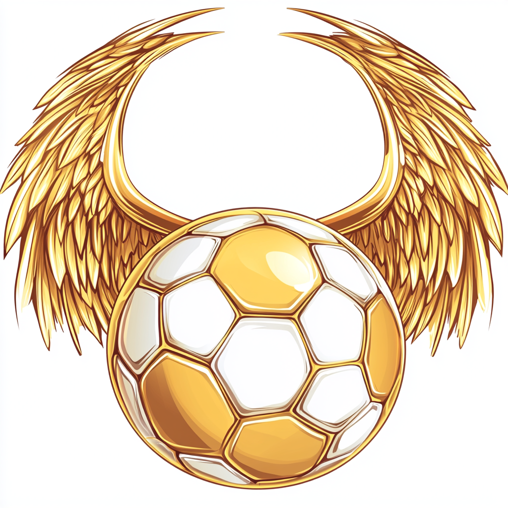 Gold and White Soccerball with Angel Wings and Halo in Anime Style