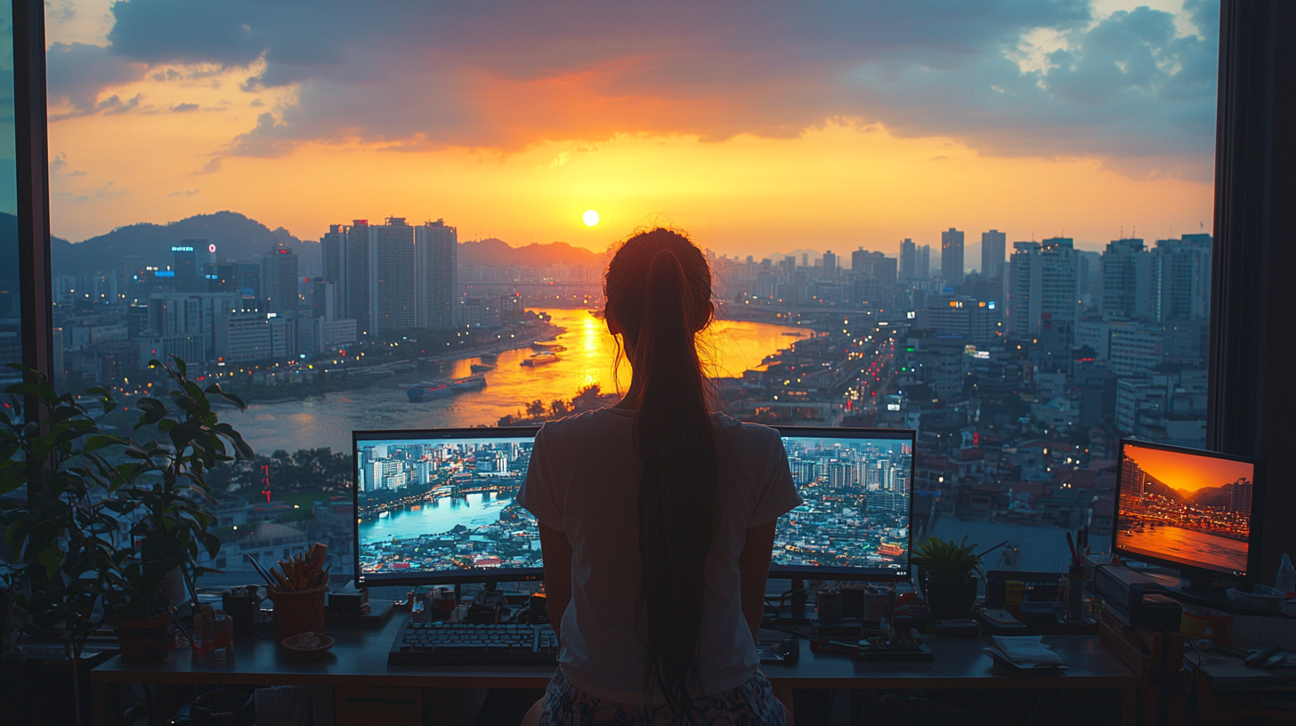 Korean Woman Working