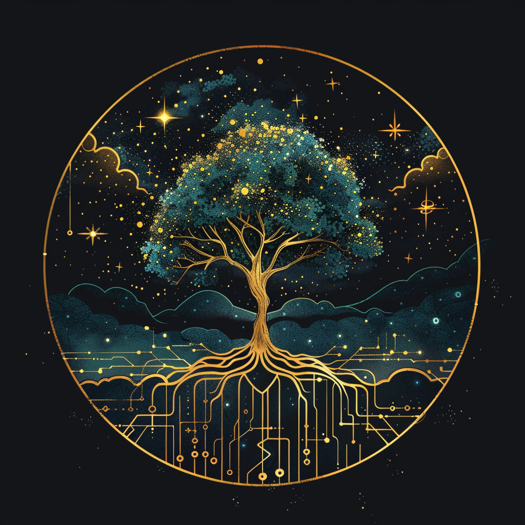 Golden Tree Symbolizing Balance in Universe