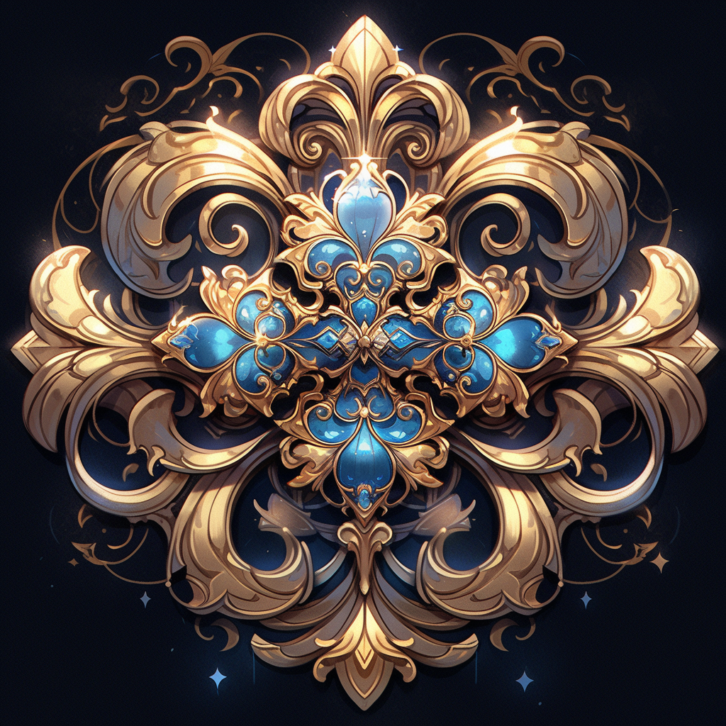 Golden-blue Metal Game Emblem with Snowflake and Diamond