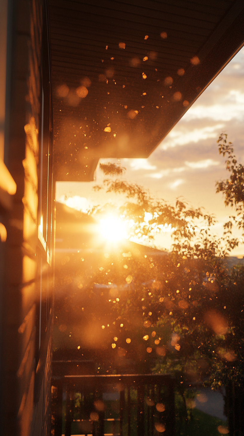 Golden hour solar panels on Alberta home