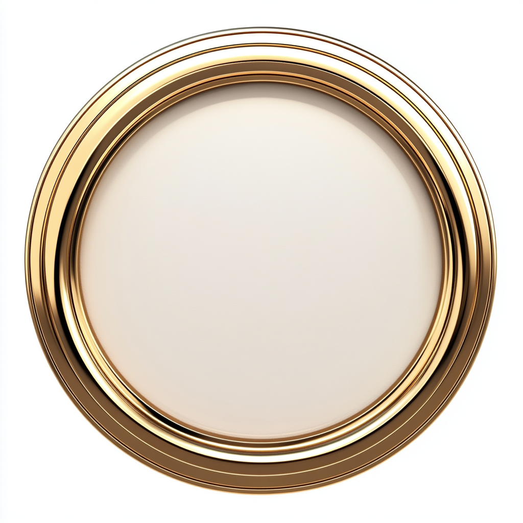 Golden metal RPG game token on white background.