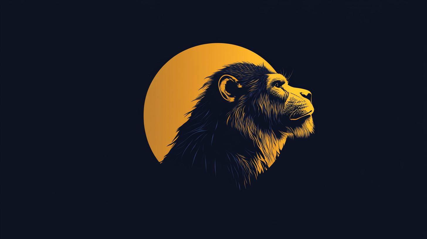 Golden wild animal on black and blue gradient background.