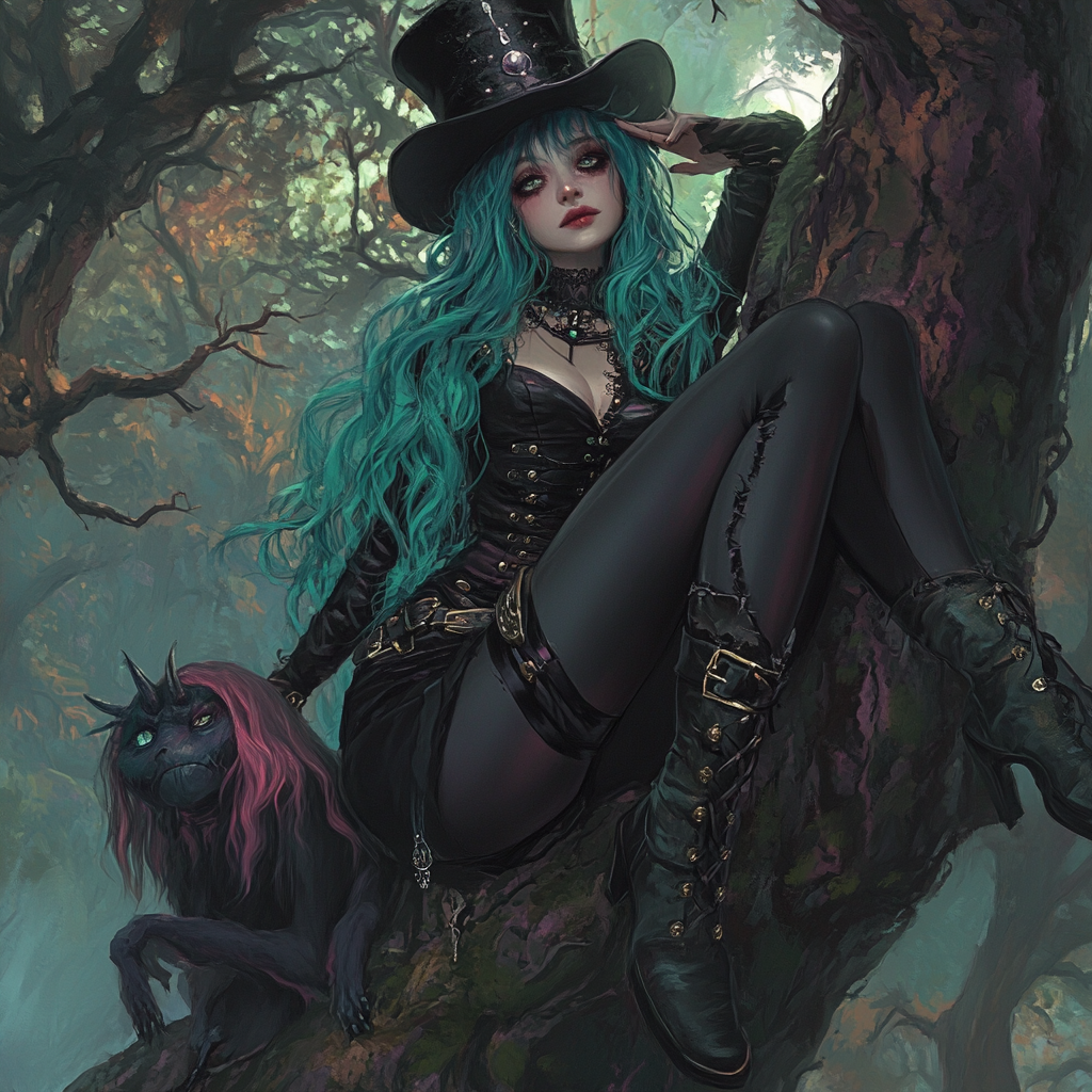 Gothic, kawaii art scene with spooky, eerie vibe.