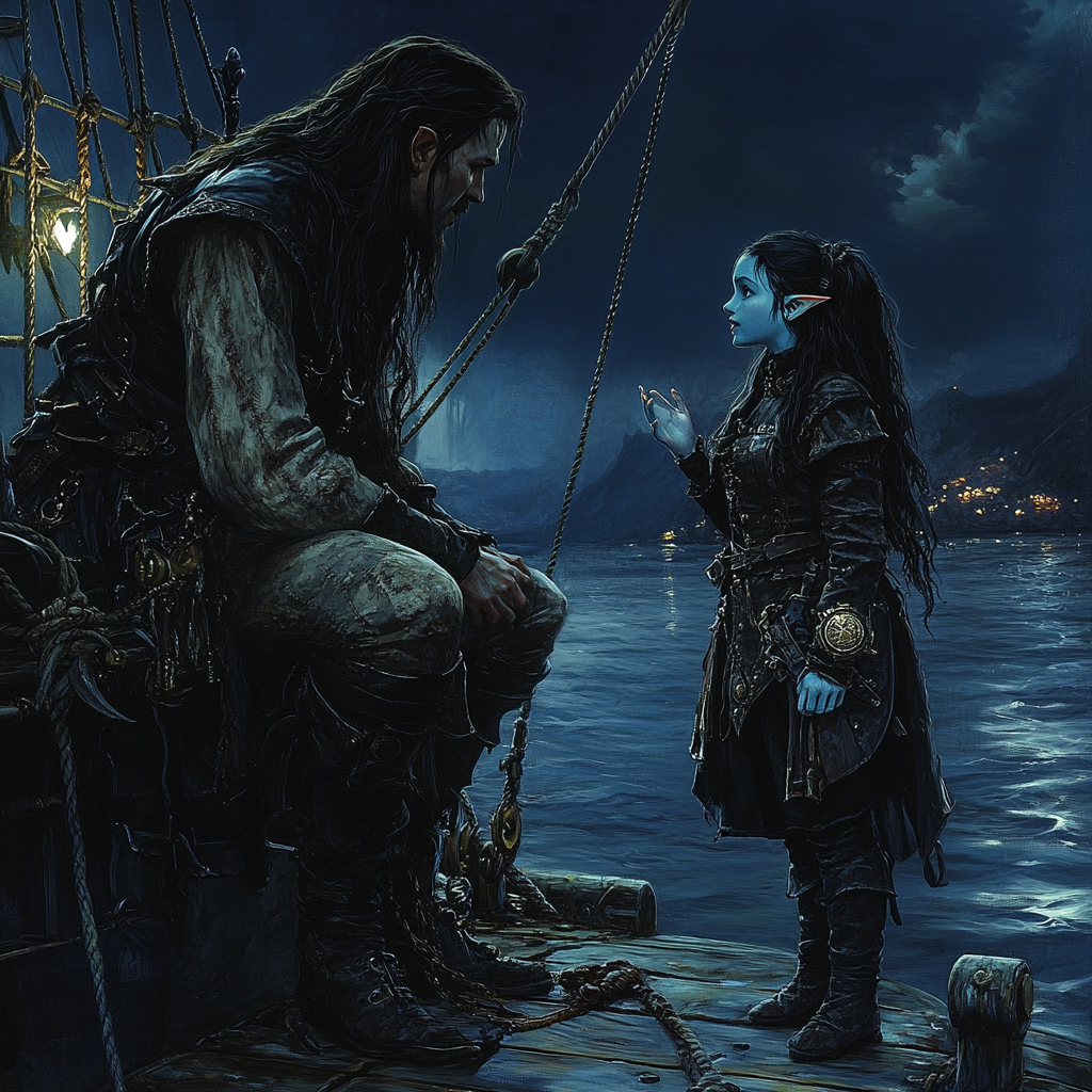 Gothic Fantasy Art of Noble Male Talking to Gnome 