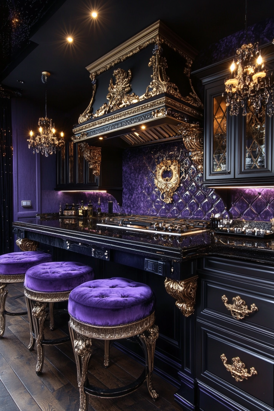 Gothic Glam kitchen with luxurious, modern royalty style.