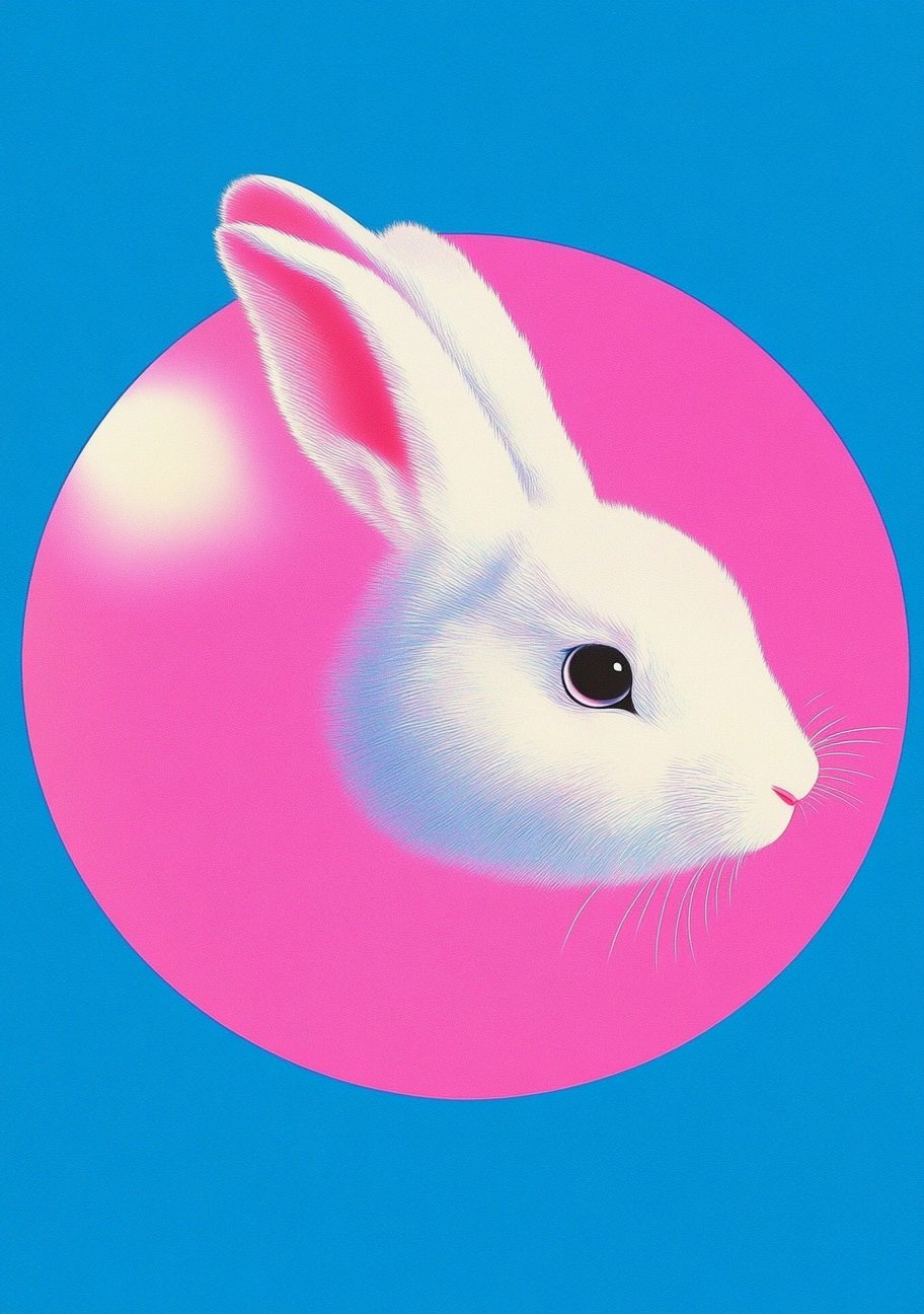 Gradient Rabbit Vector Illustration on White Background