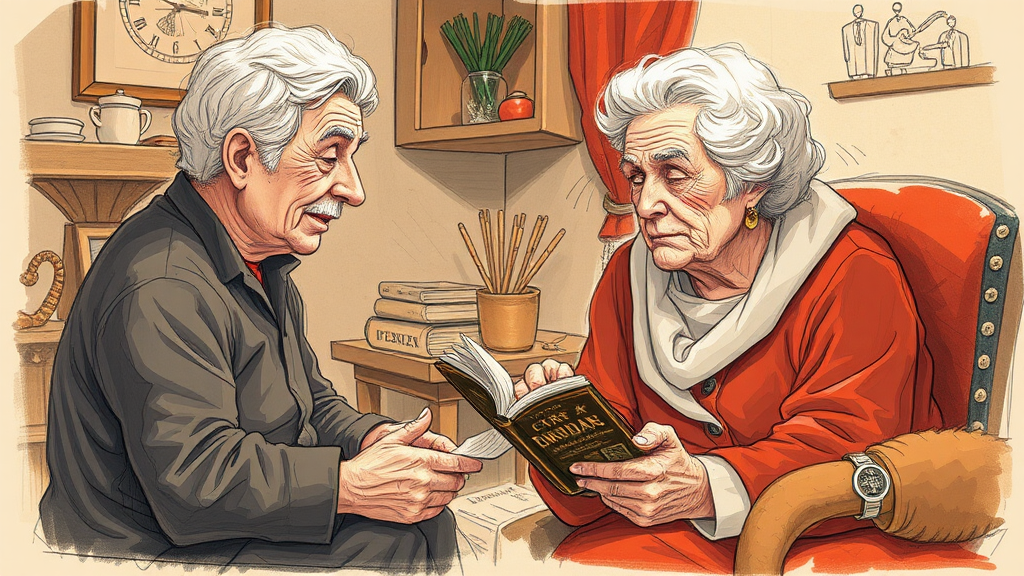 Grandma telling stories sketch illustration