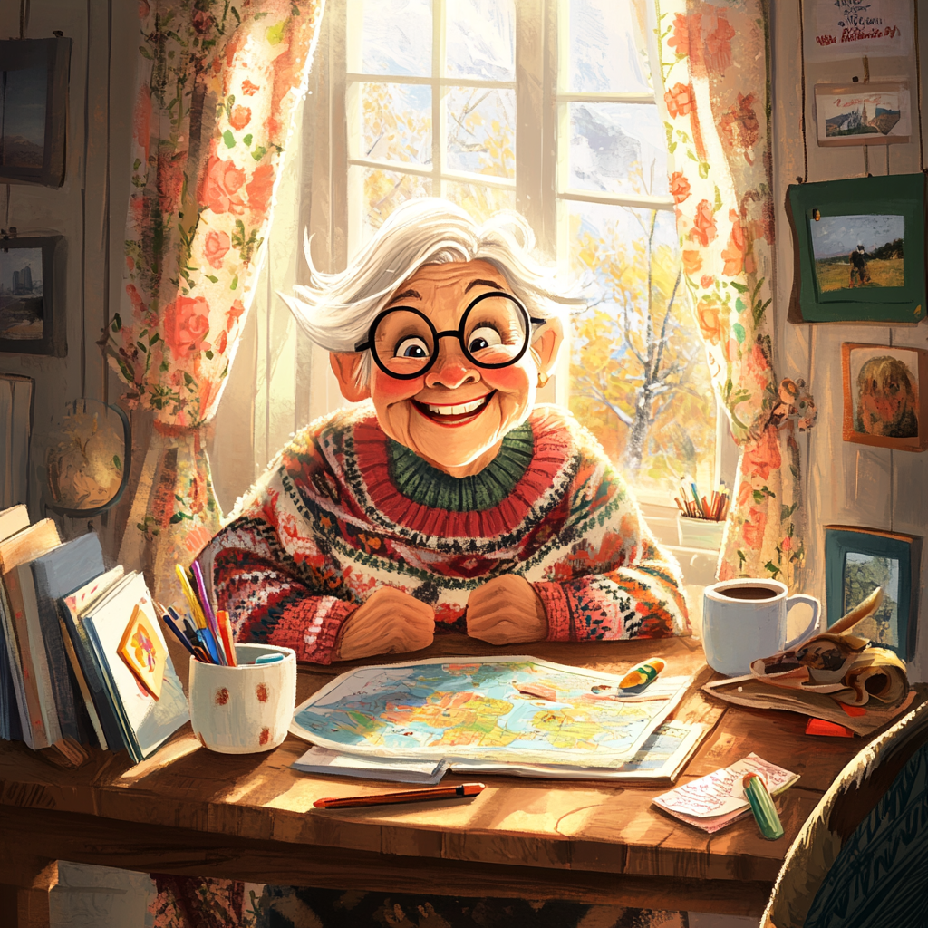 Granny's Retirement Adventures: A Cozy Desk Scene