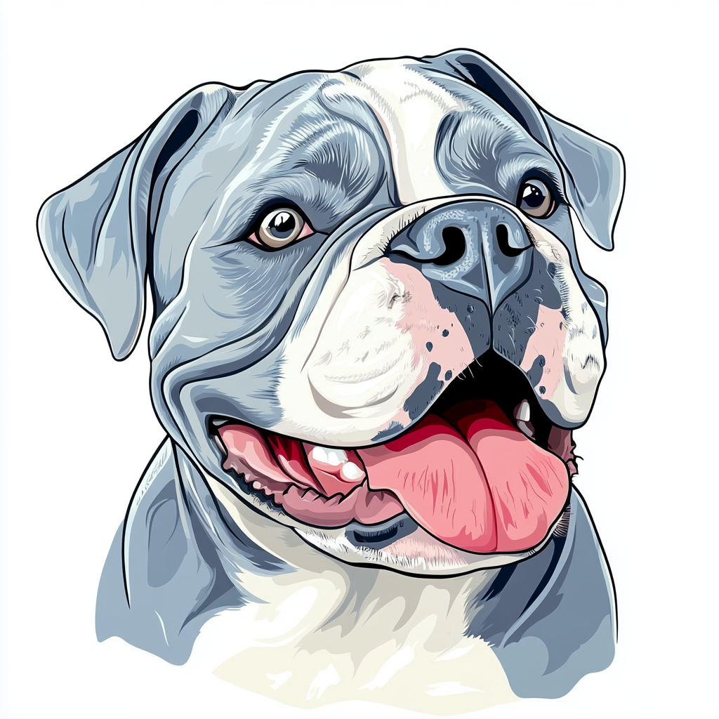 Gray and blue bulldog mascot with tongue