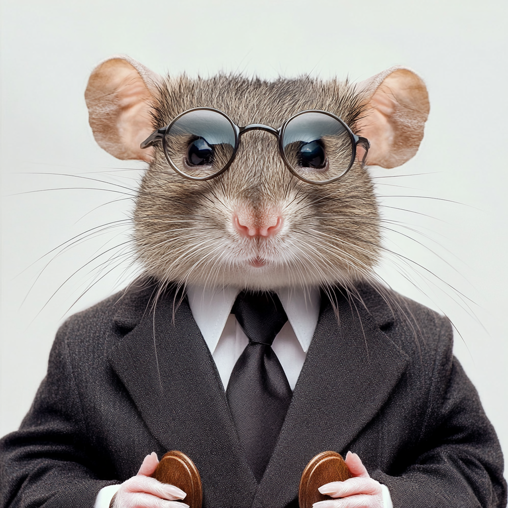 Gray rat lawyer posing for professional headshot .