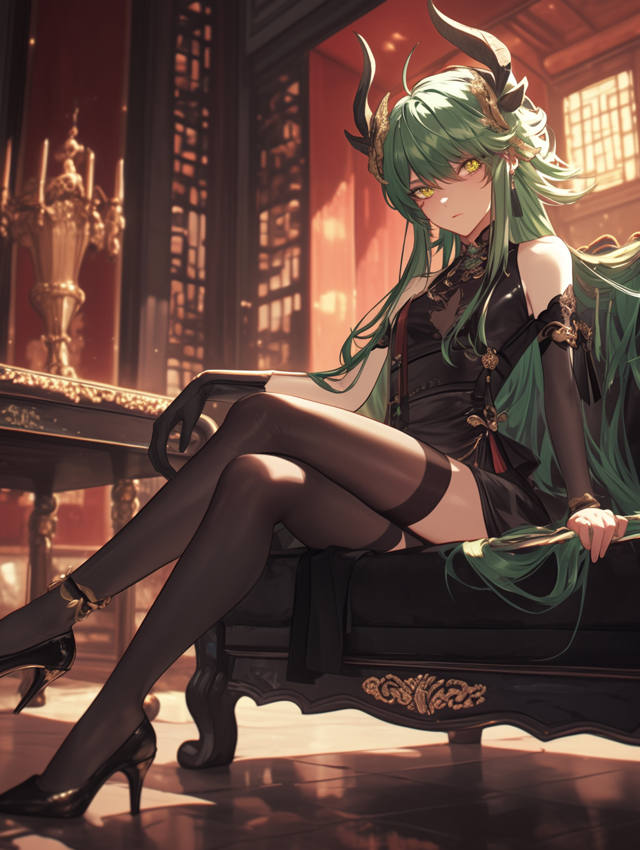 Green-Haired Anime Character in High Heels