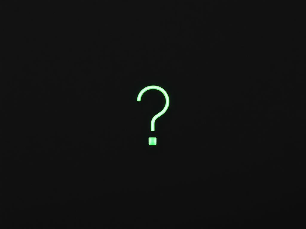 Green question mark on black background