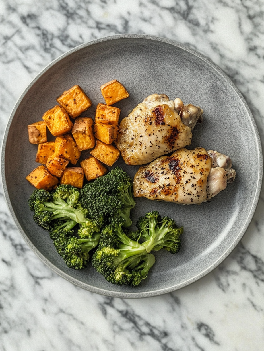 Grilled Chicken Plate on Marble Table