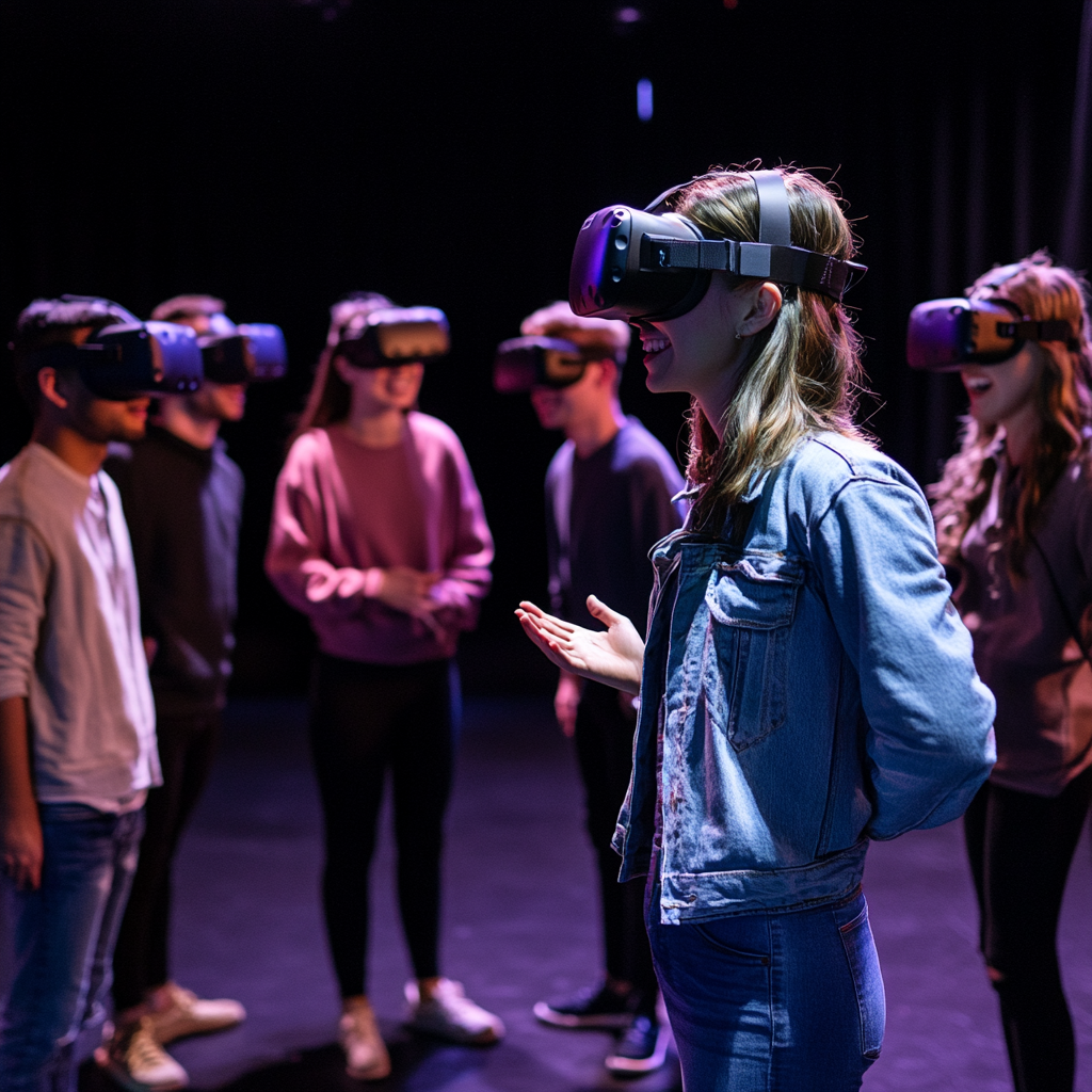 Group of 10 Friends Enjoying Immersive Show Together 