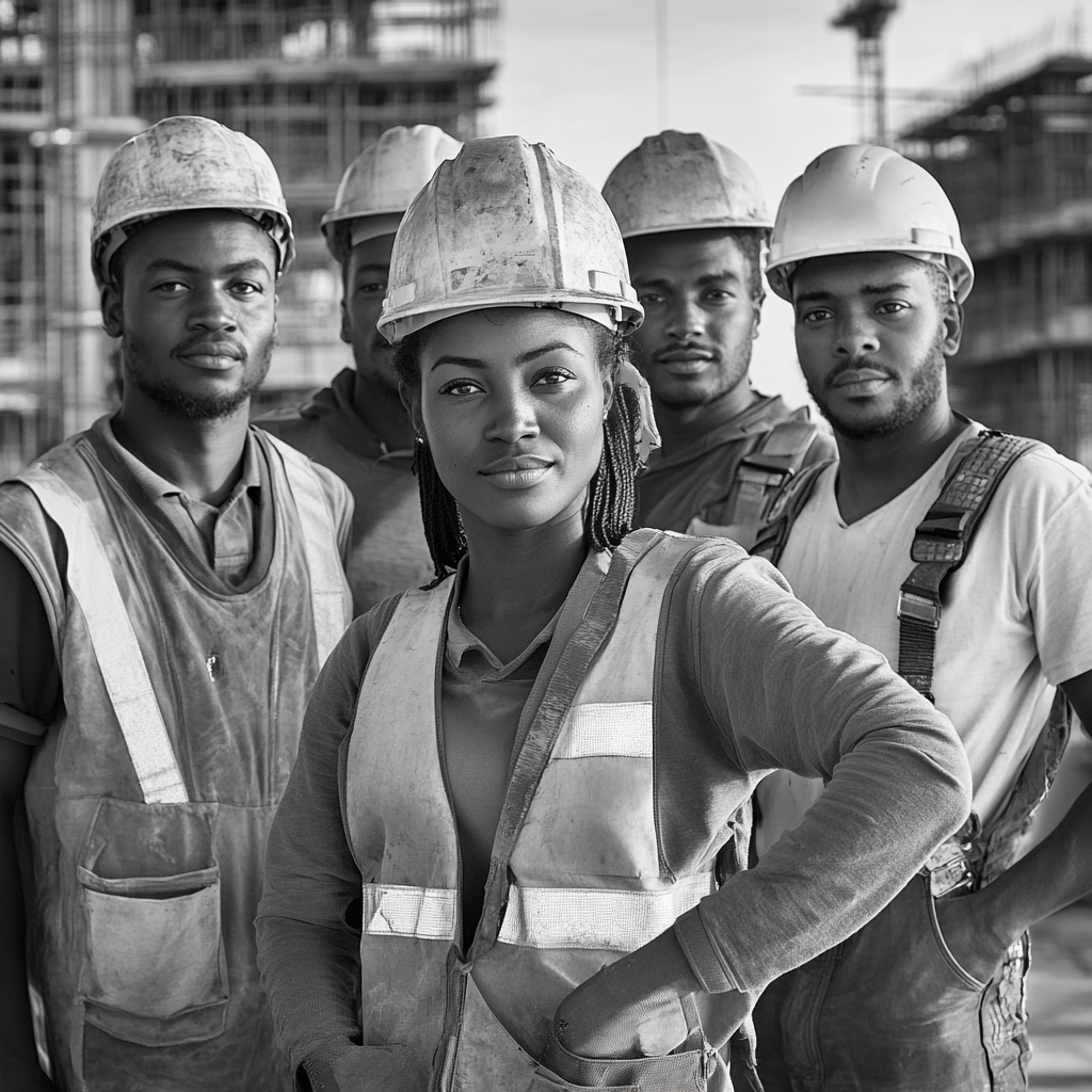 Group of 5 professional workers, diversity, pride, documentary.