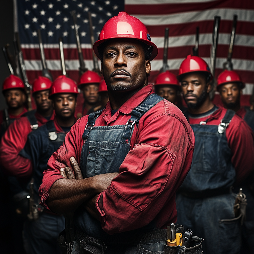 Group of Black Workers in Manifestation Style Photo