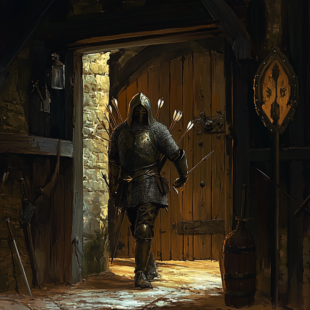 Guard with Arrows in Tavern Entrance