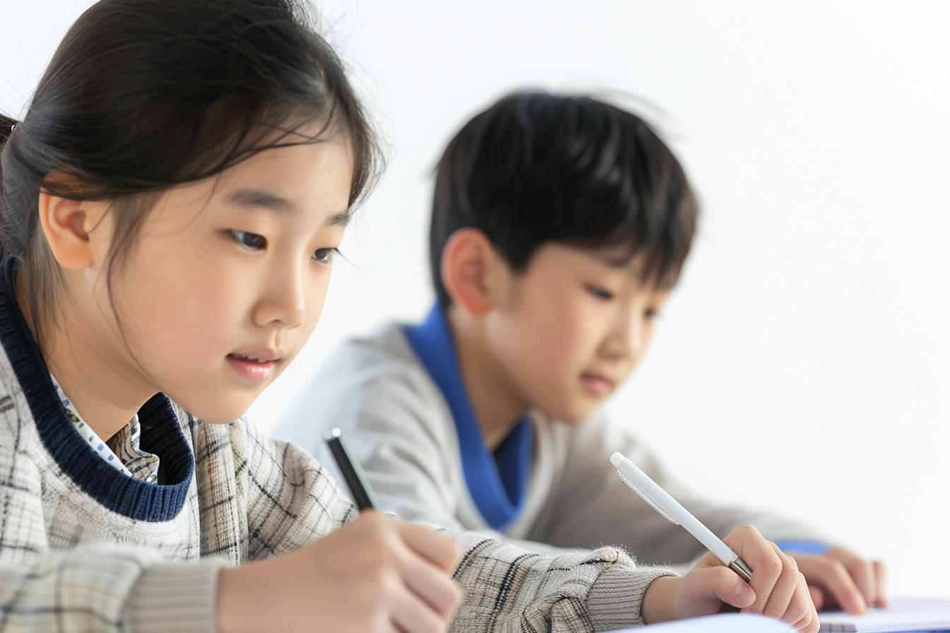 HD Photo of Korean Middle School Students Studying English