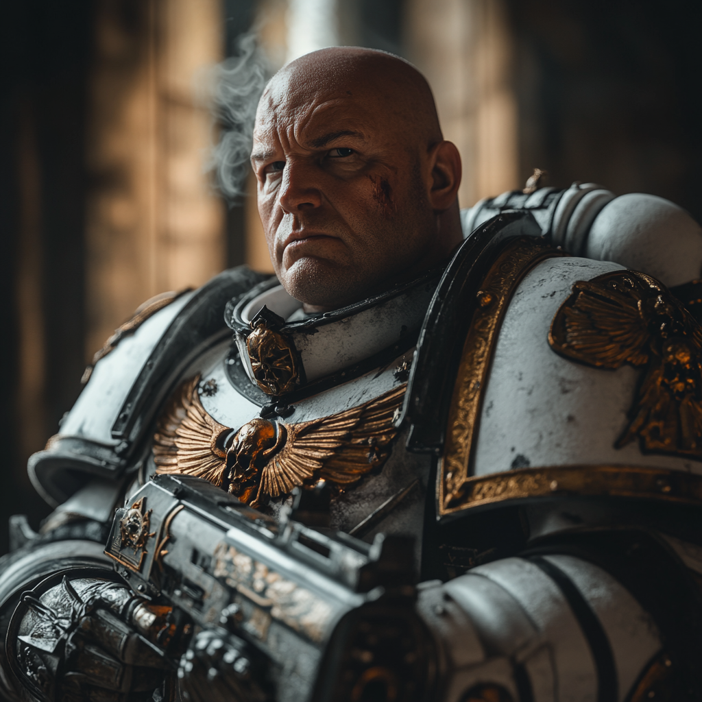 HDR portrait of Warhammer 40k Space Marine.