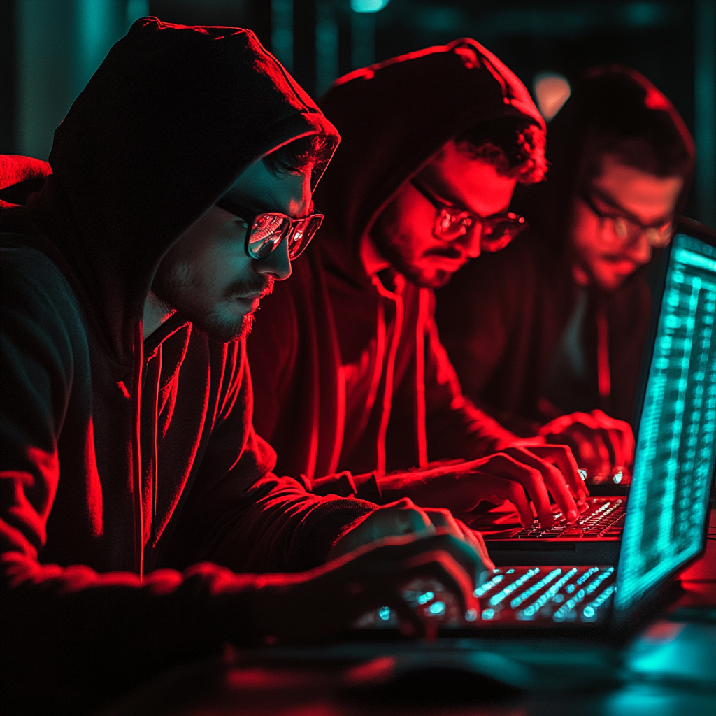 Hackers frustrated trying to hack green network. Red glows.