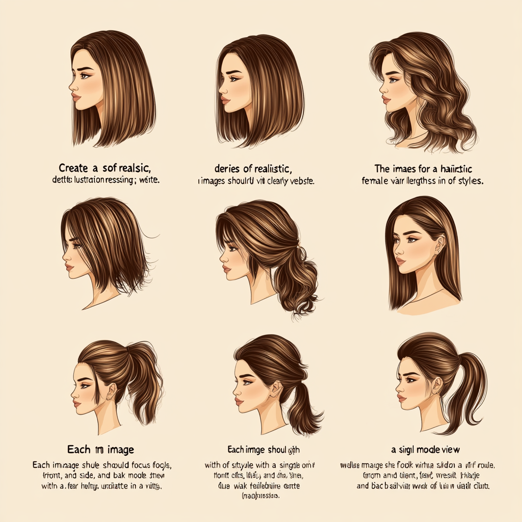 Hair Lengths Illustrated on Female Models: Short to Extra-Long