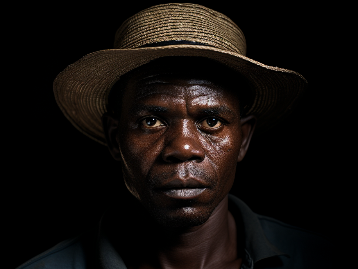 Haitian man portrait on dark background