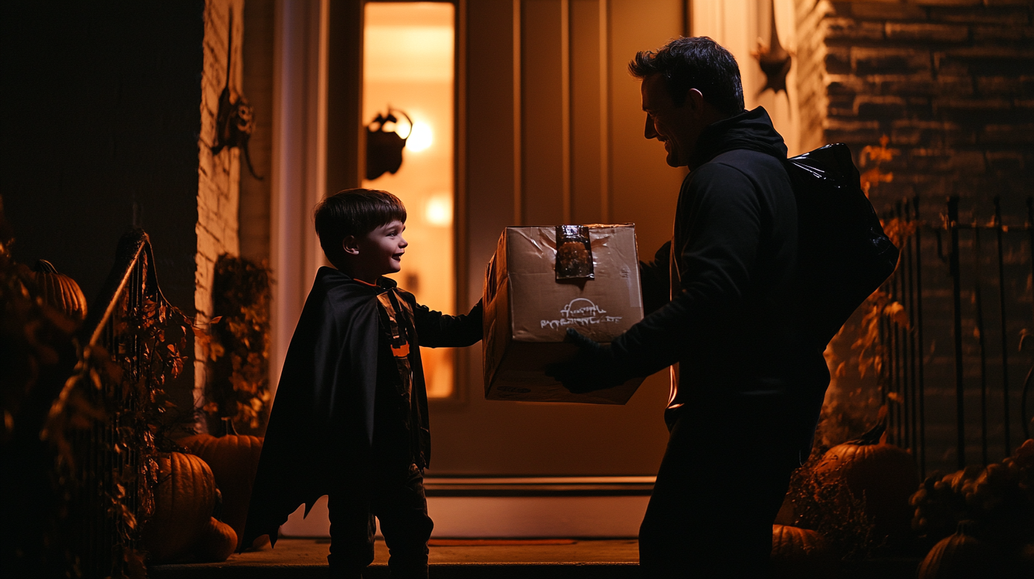 Halloween Happiness: Father & Son Receive Uber Eats