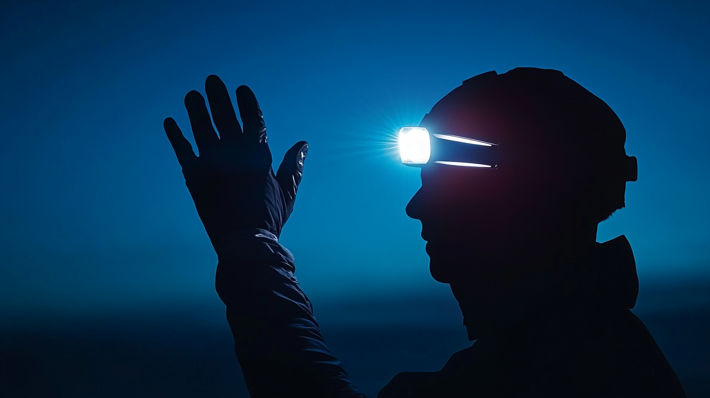 Hand waves near headlamp, activating in dark