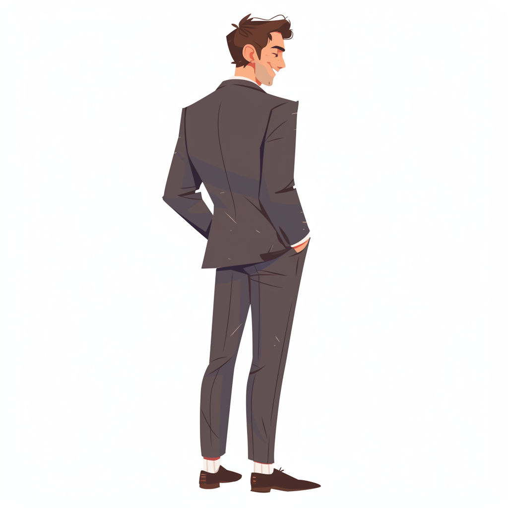 Handsome man in business suit smiling, vector illustration.