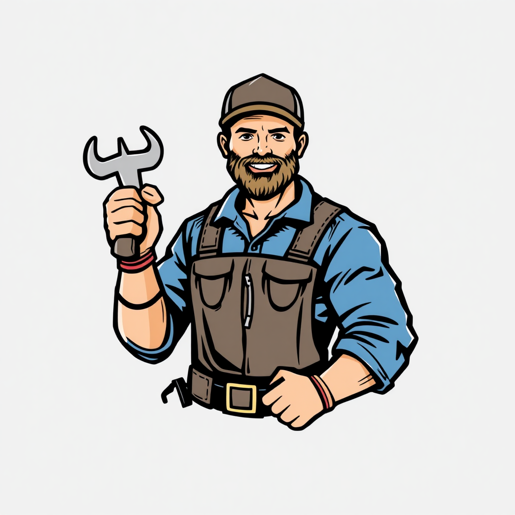 Handyman Company Logo with Man and Tool