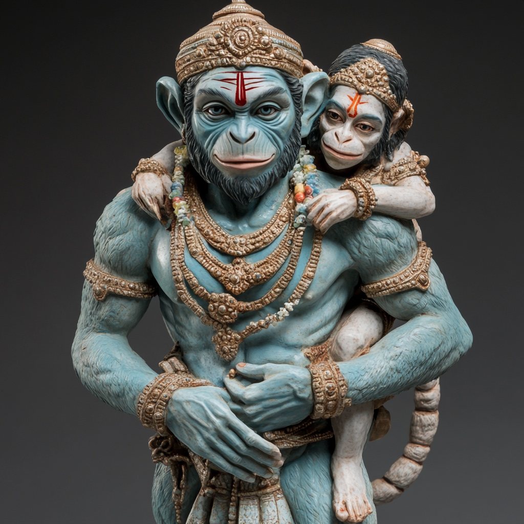 Hanumanji carrying Shri Ram and Lakshman.