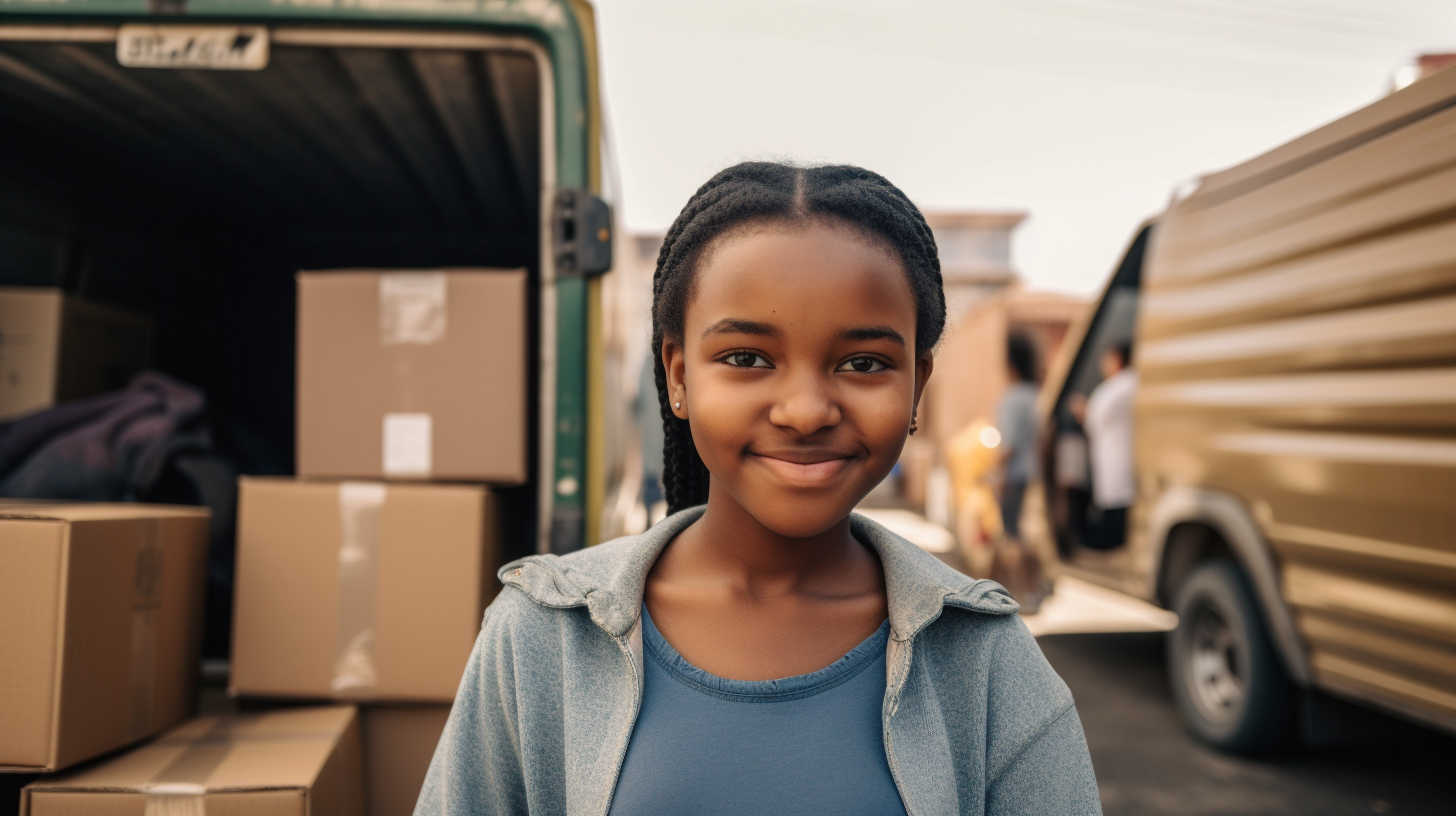 Happy African Girl Moving Into Township Home