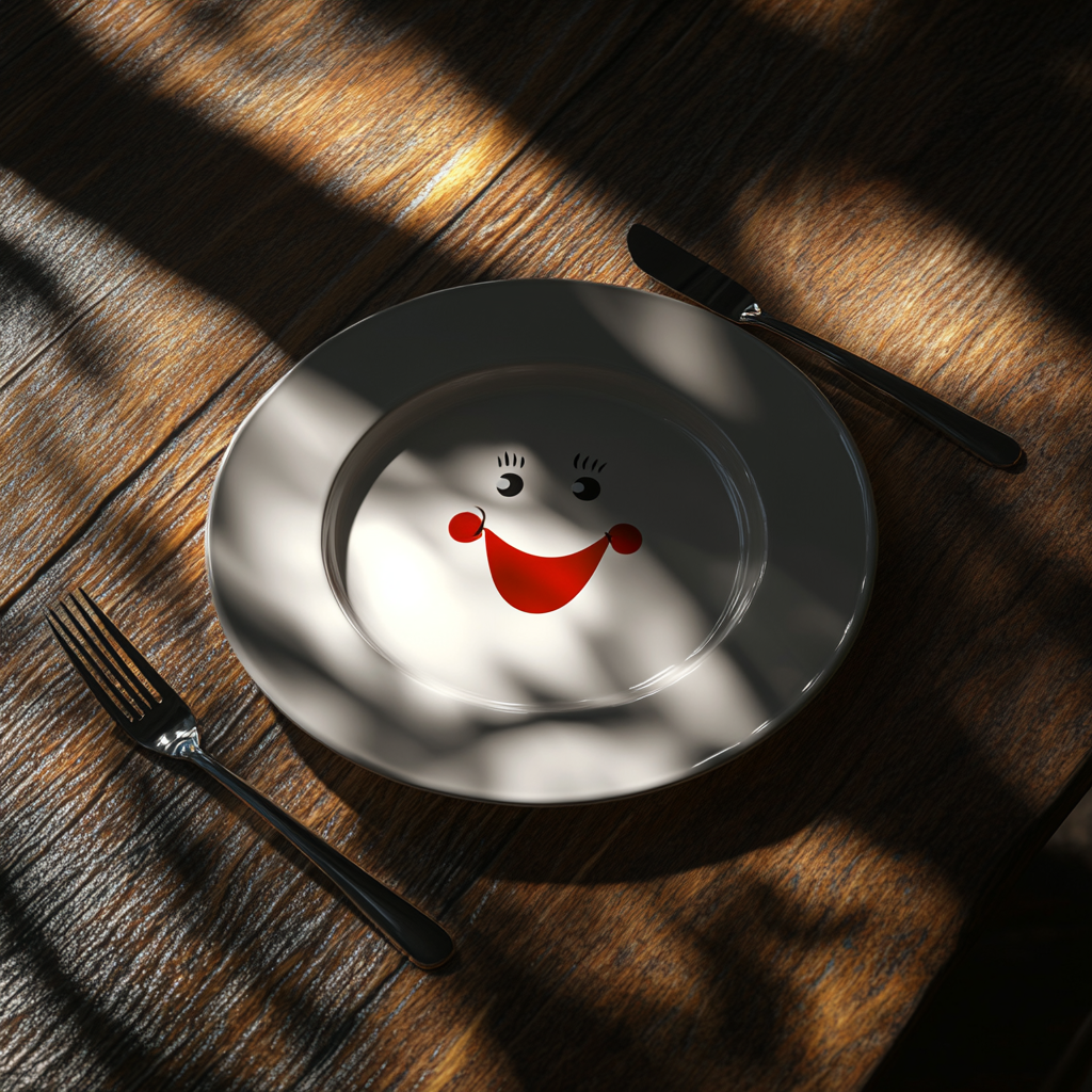 Happy Clown Style Dining Table Setting With Sunlight