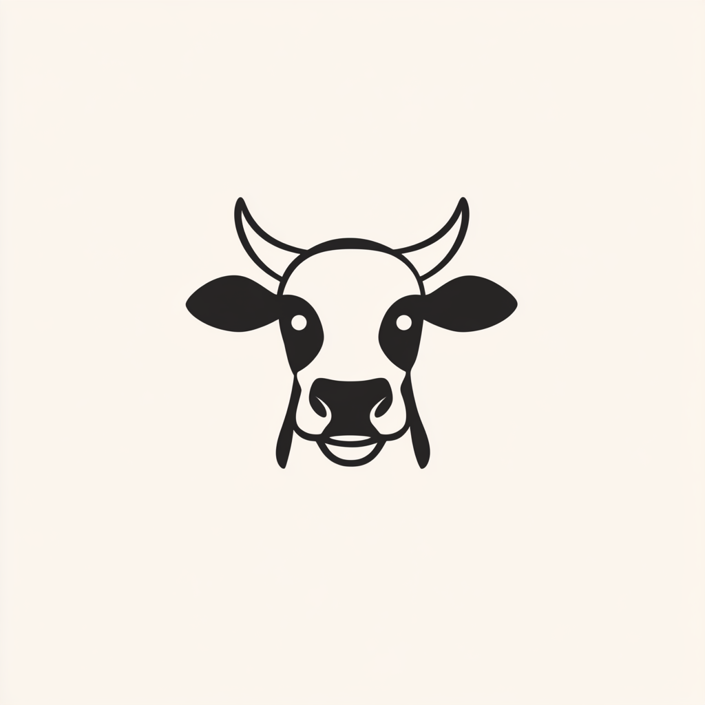 Happy Holstein cow icon for VACA logo design.