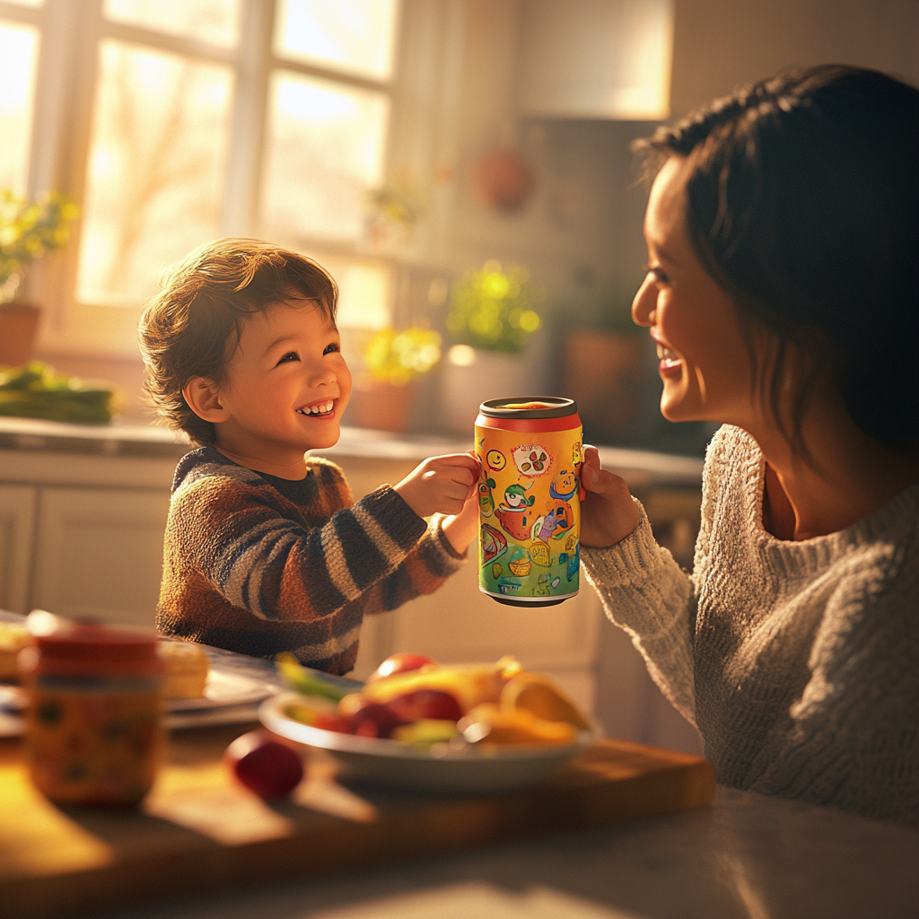 Happy Mother and Child Enjoy Morning Breakfast Together