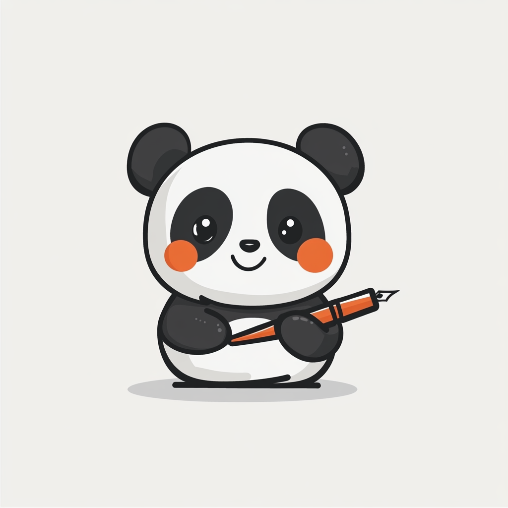 Happy Panda Writing Logo with Ink Pen